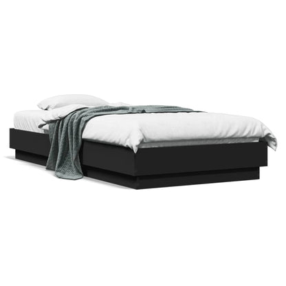 Black Metal Bed Frame with LED Lights - Small Single 75x190 cm