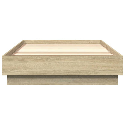 Sonoma Oak Bed Frame with LED Lights, Small Single 75x190 cm