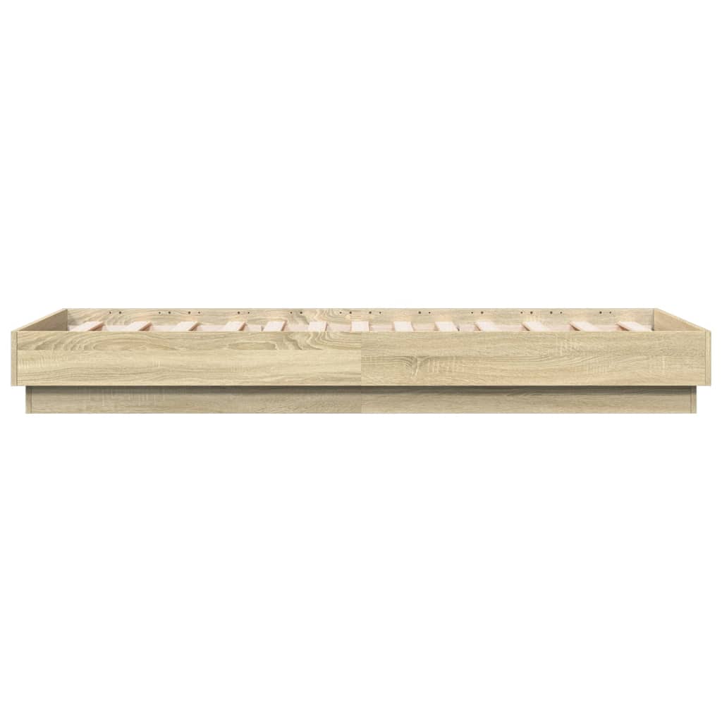 Sonoma Oak Bed Frame with LED Lights, Small Single 75x190 cm