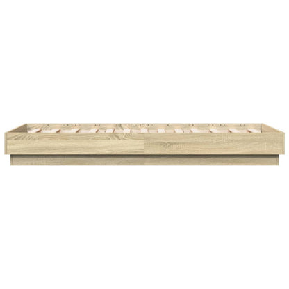 Sonoma Oak Bed Frame with LED Lights, Small Single 75x190 cm