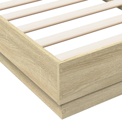 Sonoma Oak Bed Frame with LED Lights, Small Single 75x190 cm