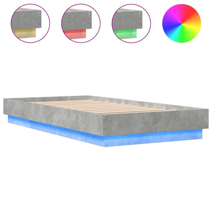 Concrete Grey LED Bed Frame 75x190 cm Small Single - No Mattress