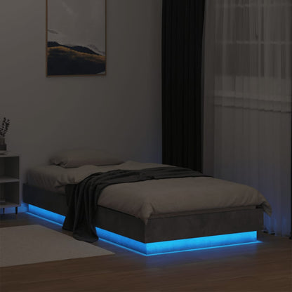 Concrete Grey LED Bed Frame 75x190 cm Small Single - No Mattress