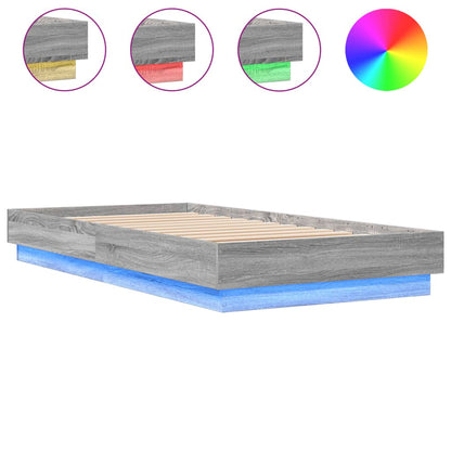 Grey Sonoma Small Single Bed Frame 75x190cm with LED Lights