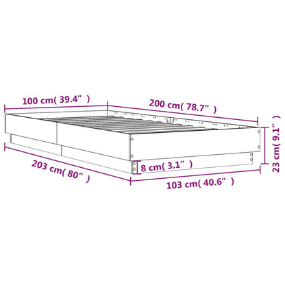 Black Engineered Wood Bed Frame - 100x200 cm, No Mattress Included