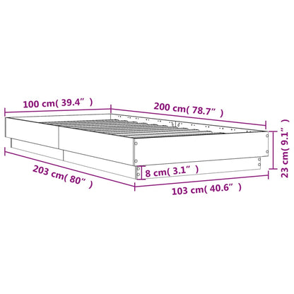 Grey Sonoma Engineered Wood Bed Frame 100x200 cm - No Mattress