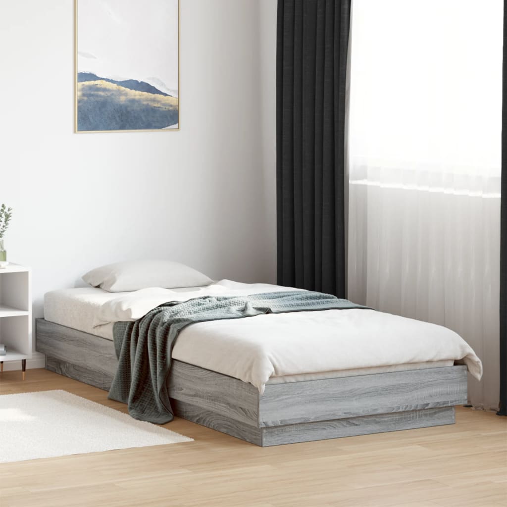 Grey Sonoma Engineered Wood Bed Frame 100x200 cm - No Mattress