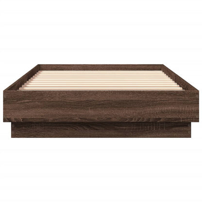 Brown Oak Engineered Wood Bed Frame 100x200 cm - No Mattress