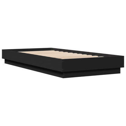 Stylish Black Engineered Wood Bed Frame, 90x200 cm - No Mattress