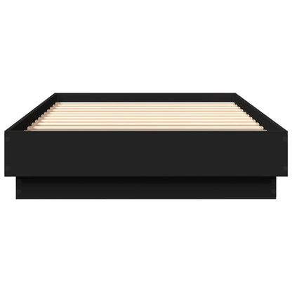 Stylish Black Engineered Wood Bed Frame, 90x200 cm - No Mattress