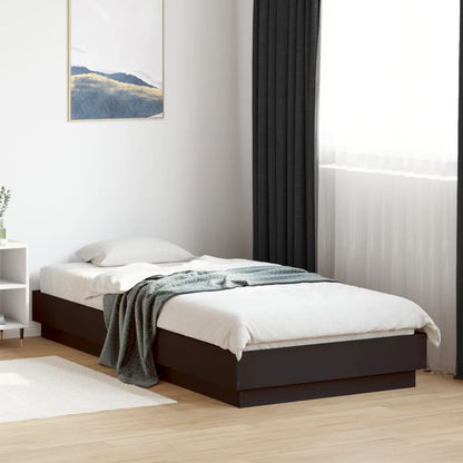 Stylish Black Engineered Wood Bed Frame, 90x200 cm - No Mattress