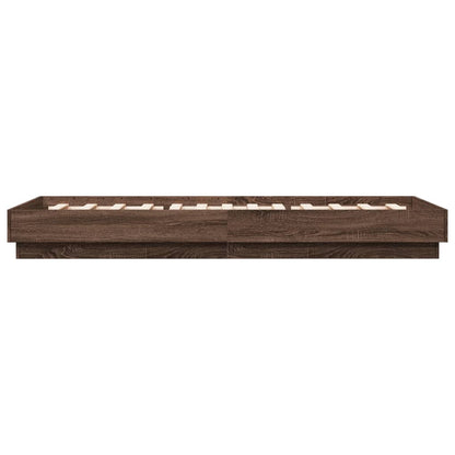Brown Oak Bed Frame 90x200 cm - Engineered Wood (No Mattress)