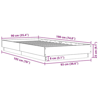 Sonoma Oak Engineered Wood Bed Frame 90x190 cm - Single Size