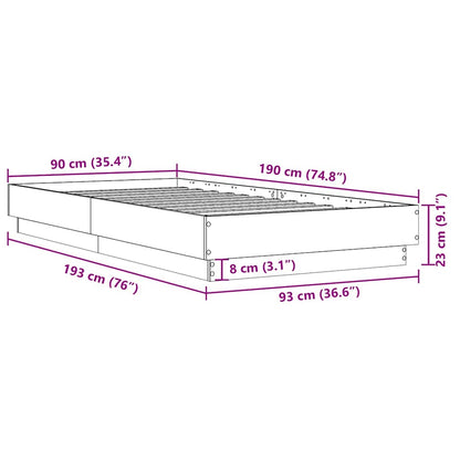 Concrete Grey Single Bed Frame 90x190 cm - No Mattress Included