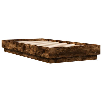 Single Bed Frame 90x190 cm, Smoked Oak Engineered Wood