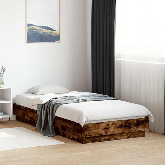 Single Bed Frame 90x190 cm, Smoked Oak Engineered Wood