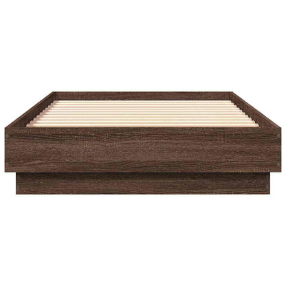Brown Oak Single Bed Frame 90x190 cm - Engineered Wood