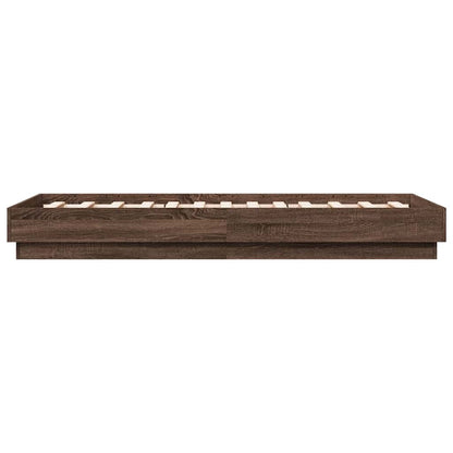 Brown Oak Single Bed Frame 90x190 cm - Engineered Wood
