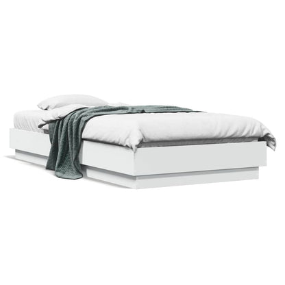 Compact White Engineered Wood Bed Frame 75x190 cm - Small Single