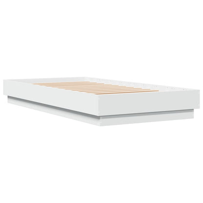 Compact White Engineered Wood Bed Frame 75x190 cm - Small Single