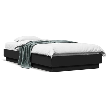 Compact Black Engineered Wood Bed Frame 75x190 cm - Small Single