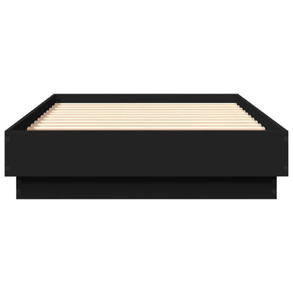 Compact Black Engineered Wood Bed Frame 75x190 cm - Small Single