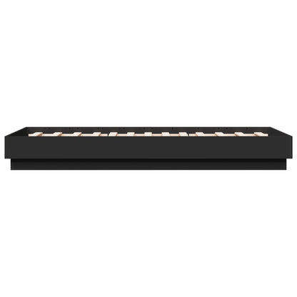 Compact Black Engineered Wood Bed Frame 75x190 cm - Small Single