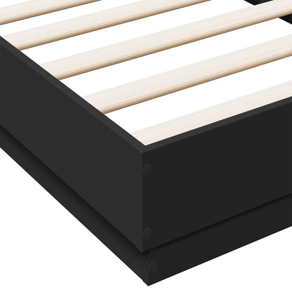 Compact Black Engineered Wood Bed Frame 75x190 cm - Small Single
