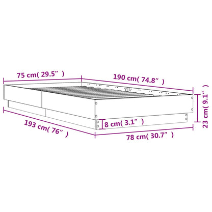 Compact Black Engineered Wood Bed Frame 75x190 cm - Small Single