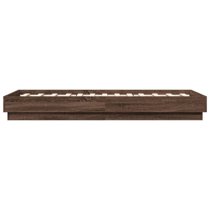 Brown Oak Engineered Wood Bed Frame - 75x190 cm Small Single
