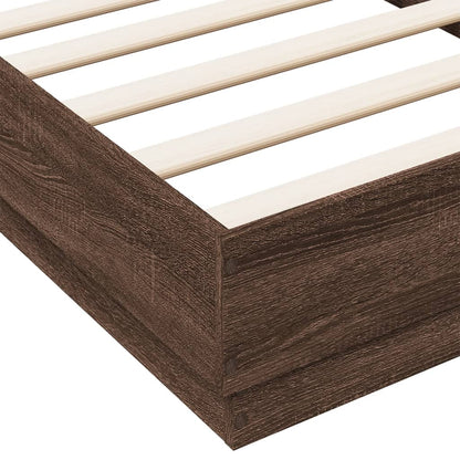 Brown Oak Engineered Wood Bed Frame - 75x190 cm Small Single