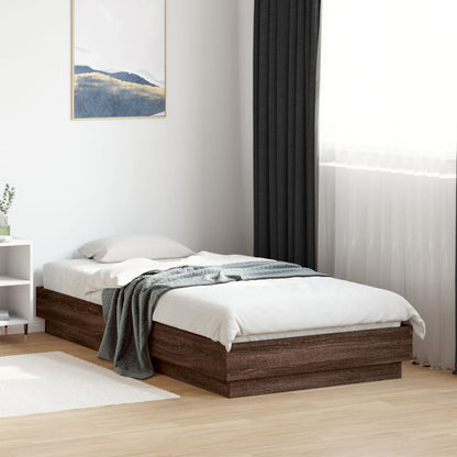 Brown Oak Engineered Wood Bed Frame - 75x190 cm Small Single