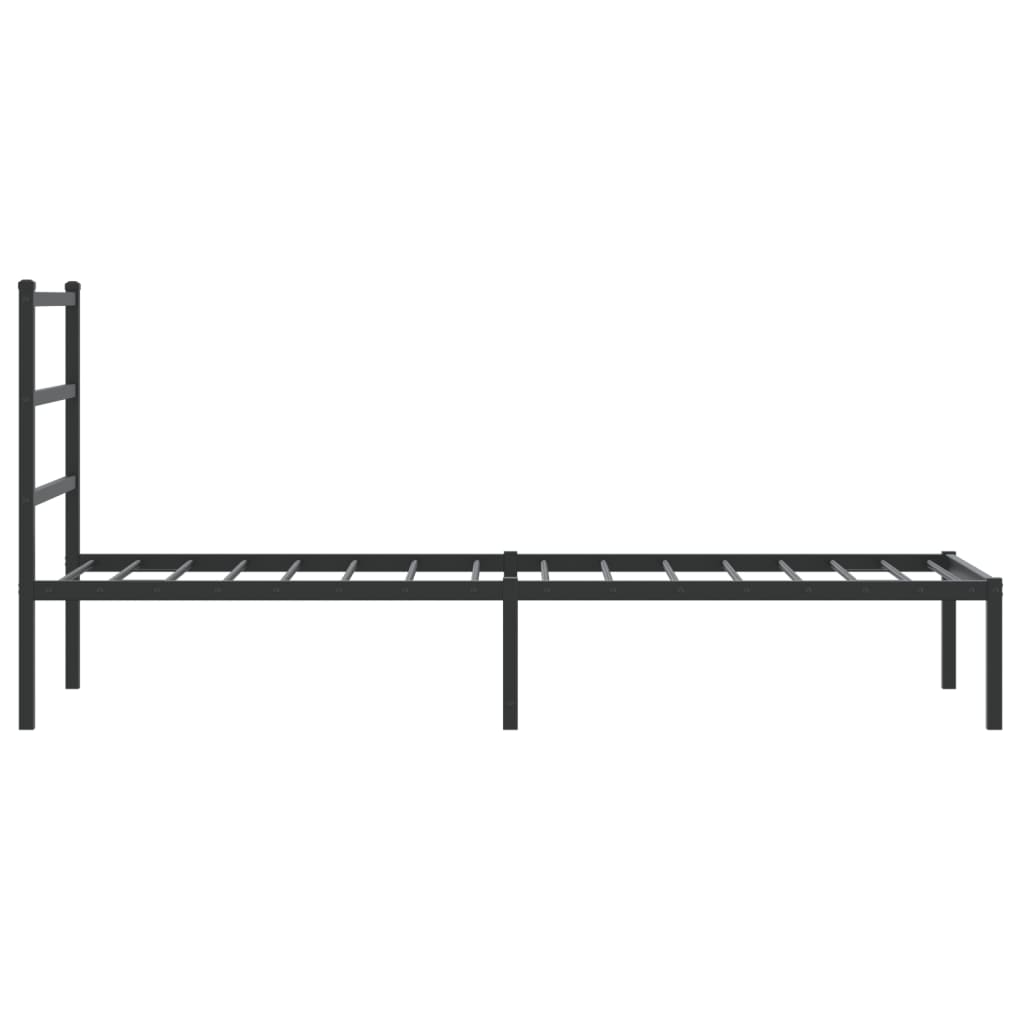 Black Metal Bed Frame with Headboard - 75x190cm, Mattress Not Included