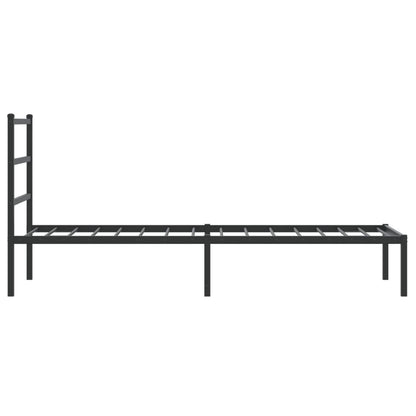 Black Metal Bed Frame with Headboard - 75x190cm, Mattress Not Included