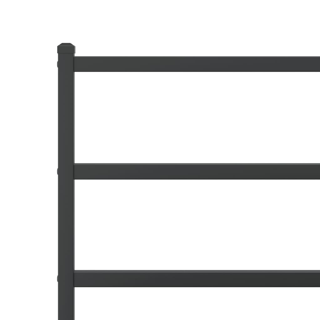 Black Metal Bed Frame with Headboard - 75x190cm, Mattress Not Included