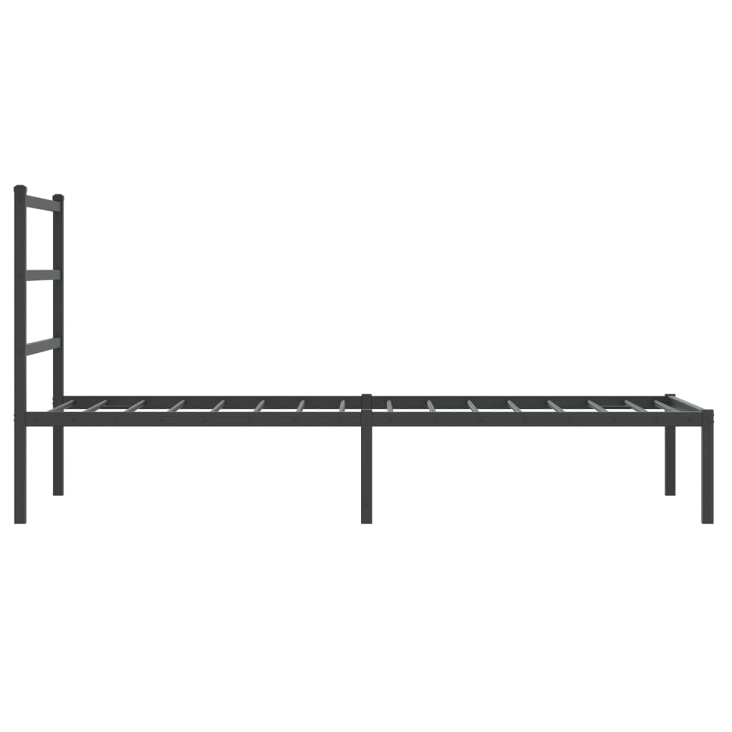 Black Metal Bed Frame with Headboard 90x190cm - No Mattress Included