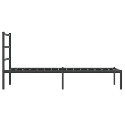 Black Metal Bed Frame with Headboard 90x190cm - No Mattress Included