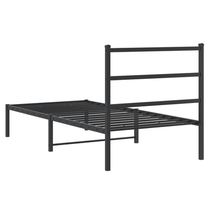 Black Metal Bed Frame with Headboard 90x190cm - No Mattress Included