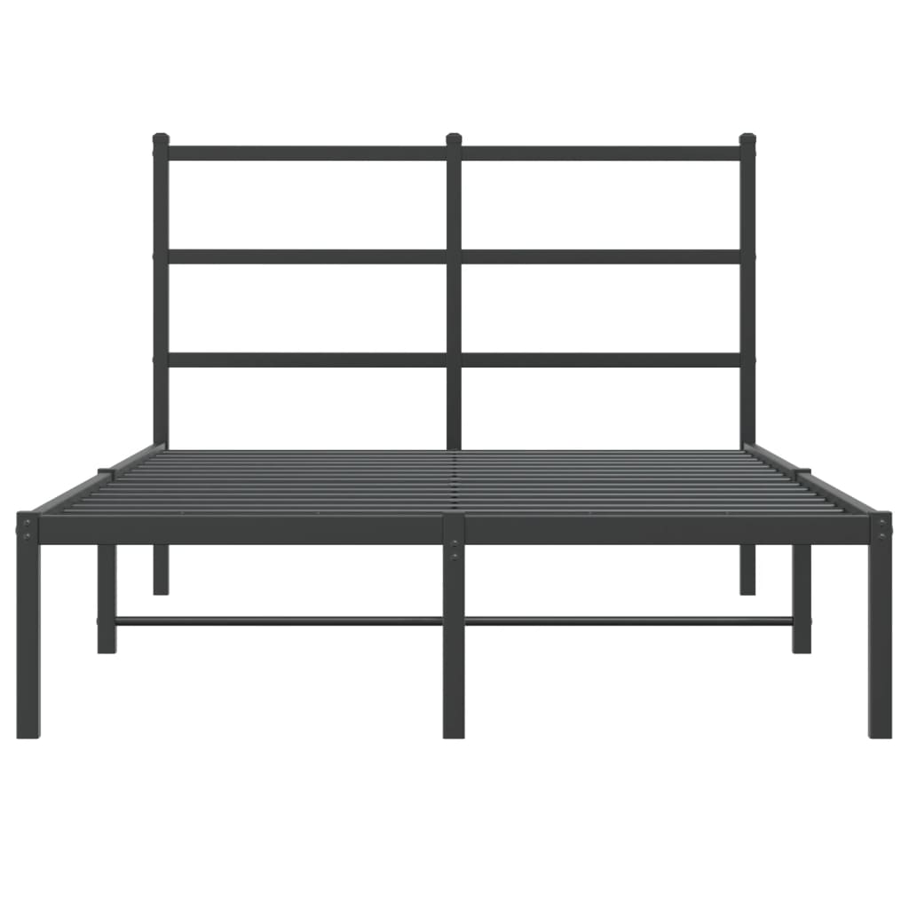 Sleek Black Metal Bed Frame with Headboard 120x190cm
