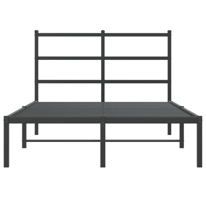 Sleek Black Metal Bed Frame with Headboard 120x190cm