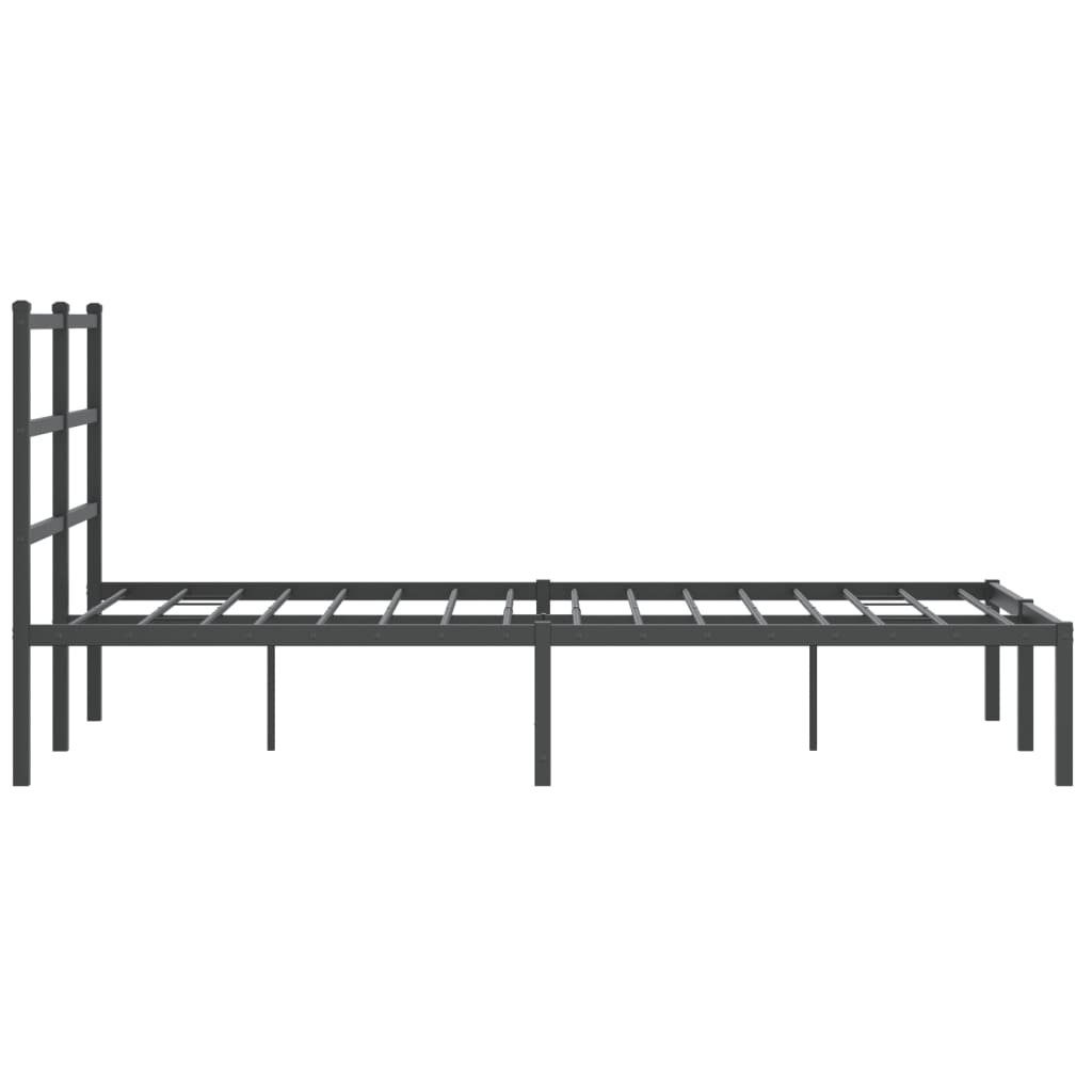 Sleek Black Metal Bed Frame with Headboard 120x190cm