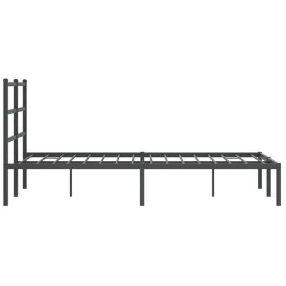Sleek Black Metal Bed Frame with Headboard 120x190cm