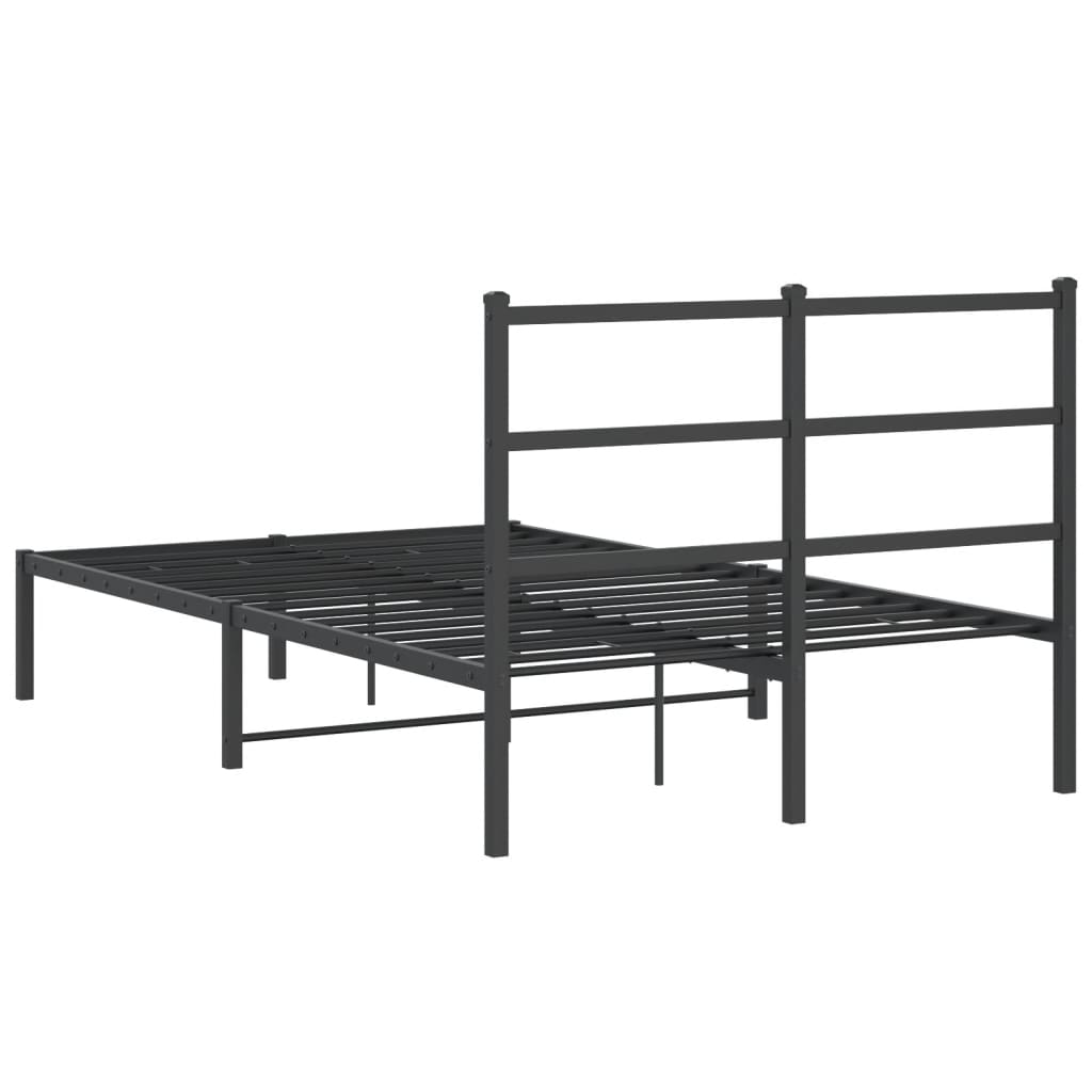 Sleek Black Metal Bed Frame with Headboard 120x190cm