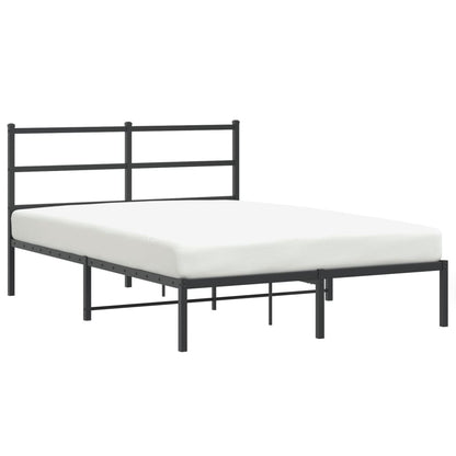 Black Metal Bed Frame with Headboard - No Mattress, 135x190cm