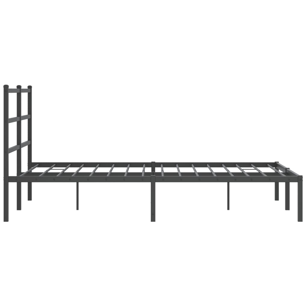 Black Metal Bed Frame with Headboard - No Mattress, 135x190cm