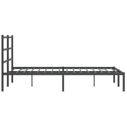 Black Metal Bed Frame with Headboard - No Mattress, 135x190cm