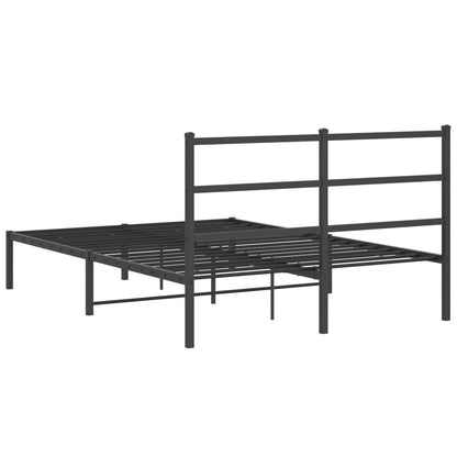 Black Metal Bed Frame with Headboard - No Mattress, 135x190cm