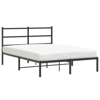 Black Metal Bed Frame with Headboard 140x190cm - No Mattress