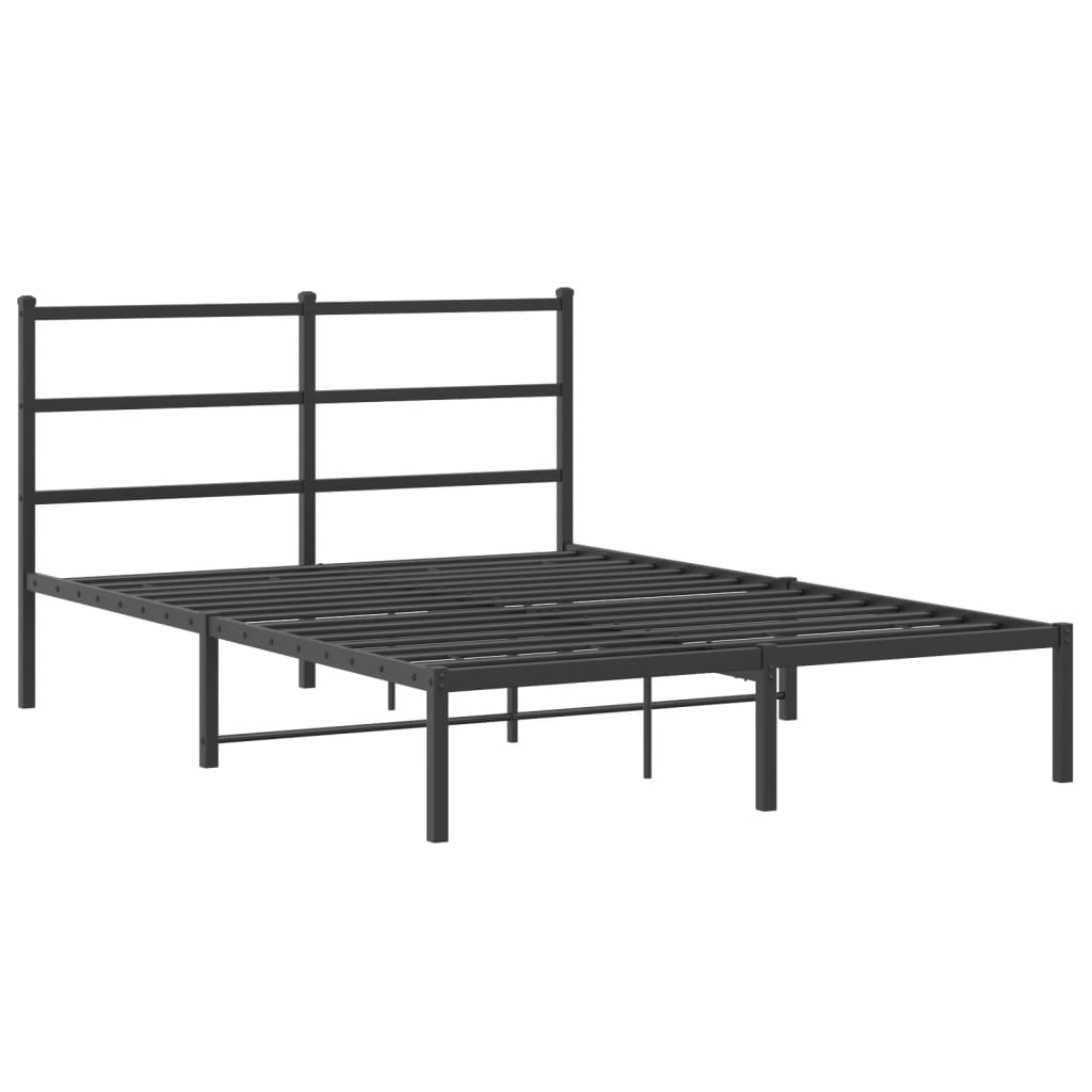 Black Metal Bed Frame with Headboard 140x190cm - No Mattress