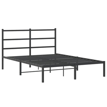 Black Metal Bed Frame with Headboard 140x190cm - No Mattress